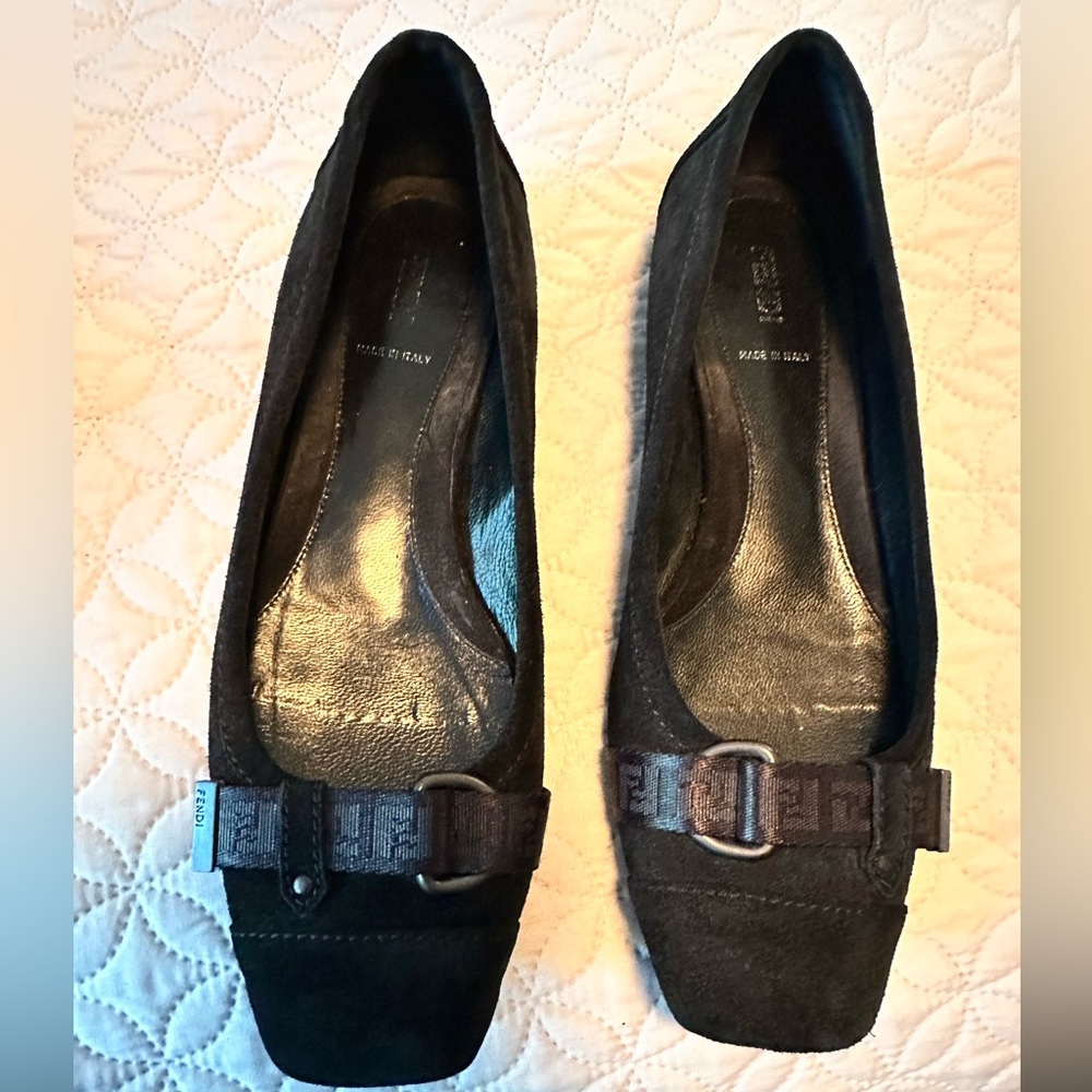 Fendi Women's Dark Brown Suede Loafers